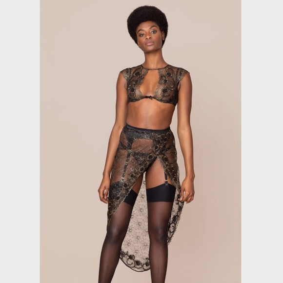 NEW! AGENT PROVOCATEUR SOIREE KIMIKO BLACK GOLD BEADED EMBELLISHED COUTURE BRA 4 - Picture 3 of 9